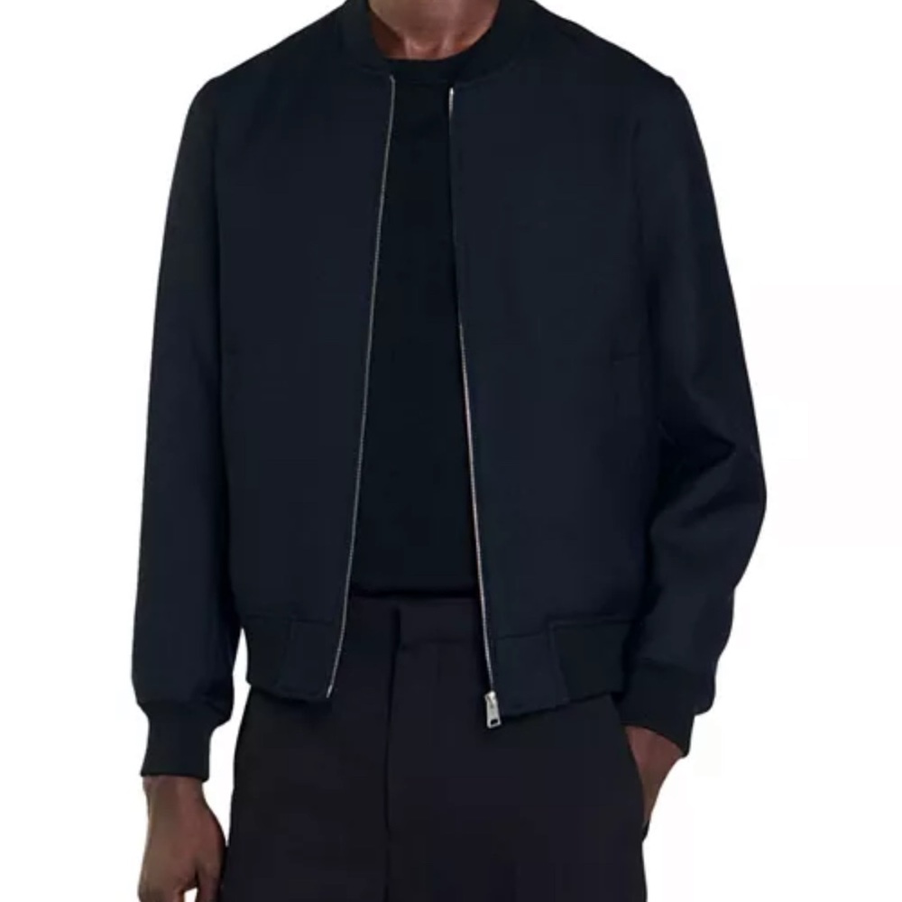 Sandro Men's Classic Black Bomber Jacket